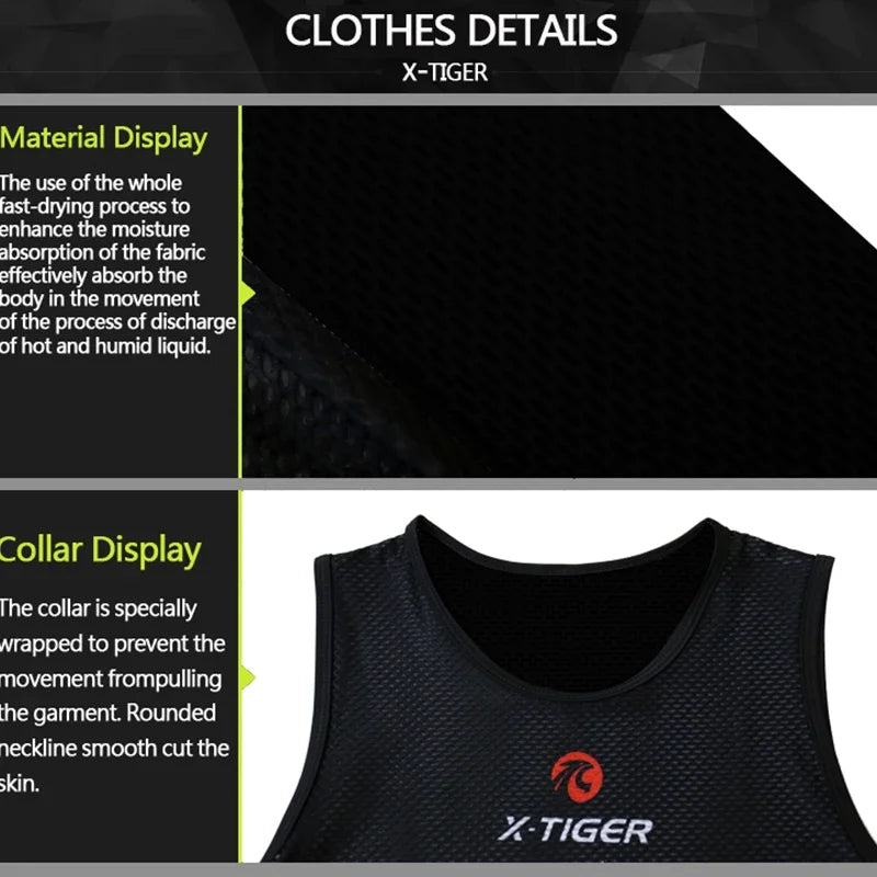 X-TIGER Cycling Vest Men's Breathable Quick Dry Sleeveless Cycling Underwear Cool Mesh Stretch MTB Road Cycling Jersey Oasis Select