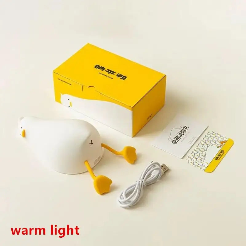 LED Duck Night Light Rechargeable Touch Silicone Cartoon Clap Duck Sleeping Night Lamp For Bedroom Decoration Children Gift Oasis Select A