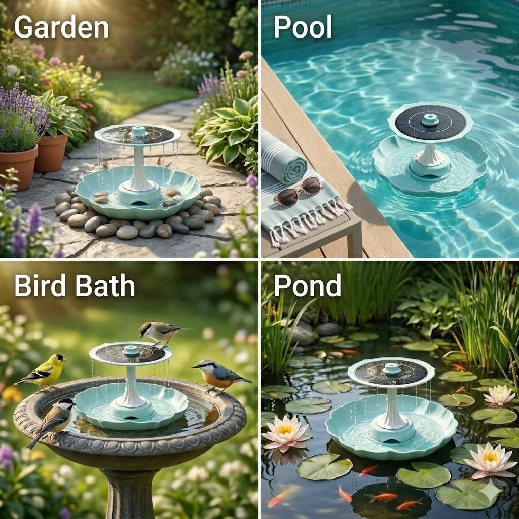 2.8W Solar Fountain Dual-Tier Bird Bath Bird Feeder Fountain Detachable, DIY Water Landscape for Outdoor Garden Pond Bird Bath Oasis Select