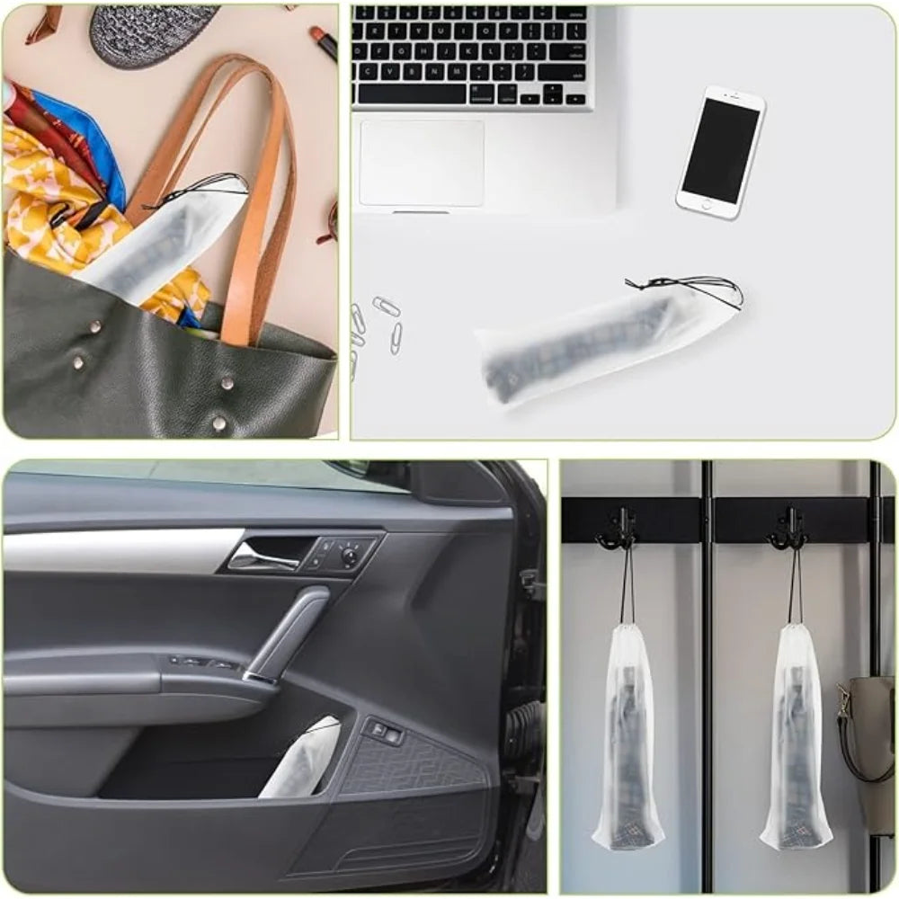 Wet Umbrella Bag Waterproof Translucent Folding Storage Travel Drawstring Sleeve Car Office School Rain Clear Case Portable Mini Oasis Select