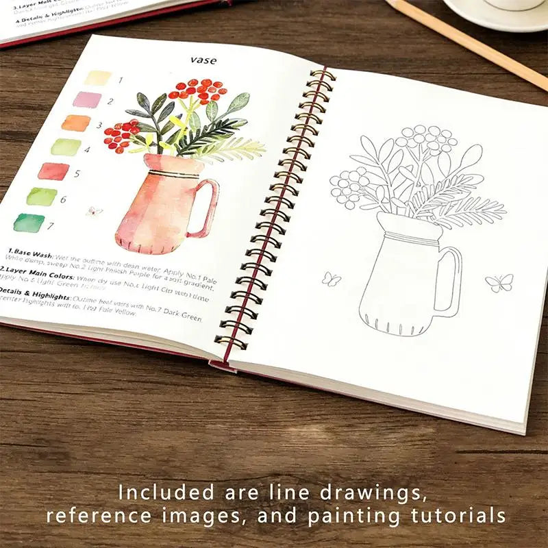Spiral Bound Watercolor Flower Workbook Thick Paper Easy Guides For Beginners Daily Art Practice Oasis Select