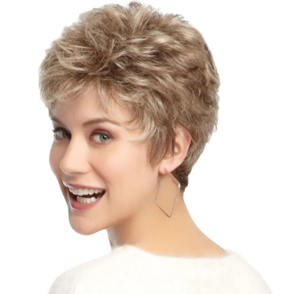 Wigs for Women Natural Synthetic Short goldenLayered Hair Wig with Fluffy Bangs Afro Daily Heat Resistant Oasis Select