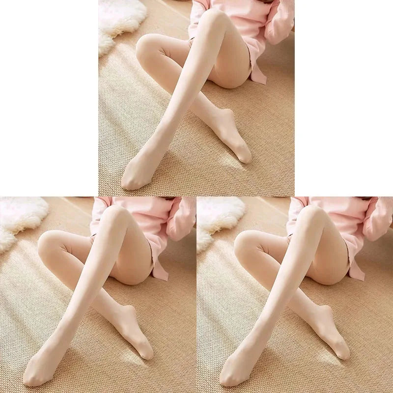 1-3pcs Fleece Tights Woman Warm Winter Pantyhose Sexy Translucent Stockings Thermal Elasticity Panty Fashion Leggings Female Oasis Select skin-3pcs One Size