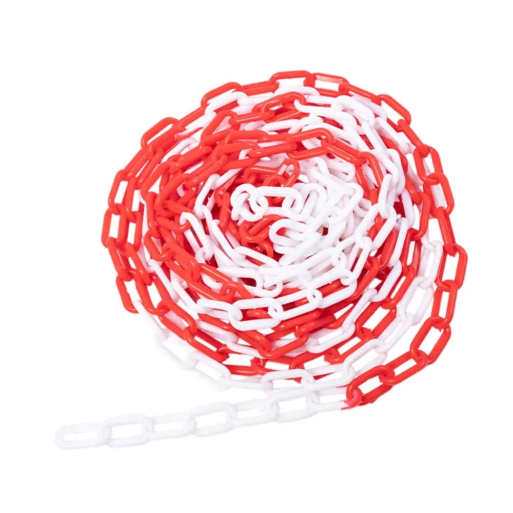 5m Security Barrier Chain Red and White Black and Yellow Traffic Chain Barrier Link Plastic 6mm/8mm/10mm Crowd Control Barrier Oasis Select Red 10mm-C1