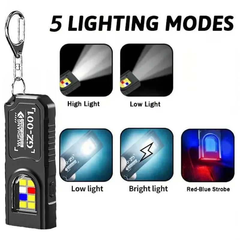 Mikenoon Mini COB LED Keychain Flashlight | USB-C Rechargeable