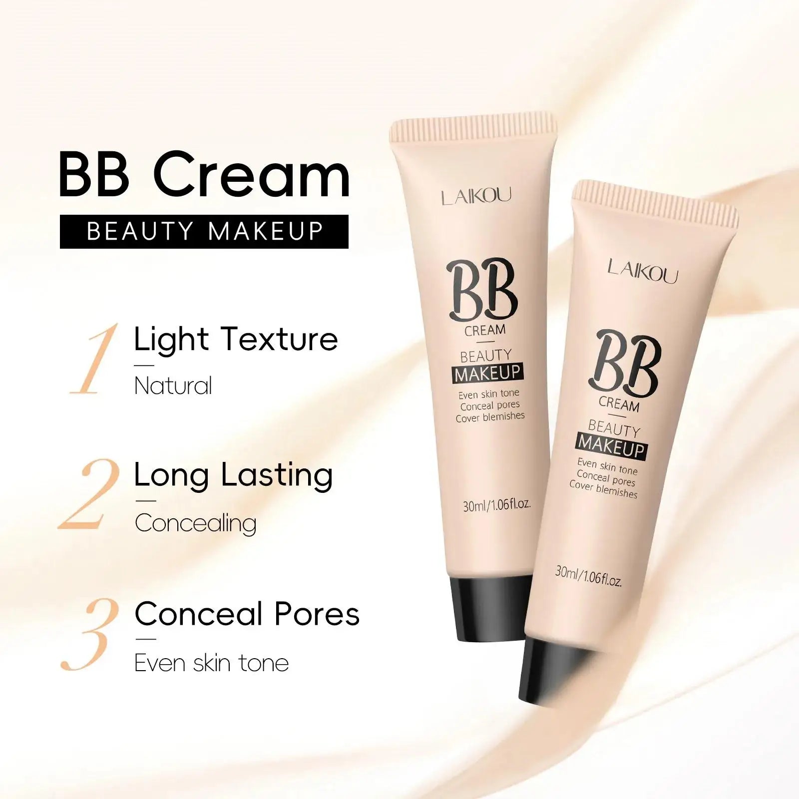 LAIKOU BB Cream Foundation 30ml – Natural, Oil-Free Coverage