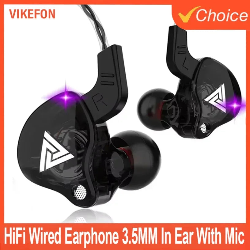 New Sport Headset with Microphone 3.5mm Wired Headphones QKZ AK6 In Ear Earphone for iPhone In Ear Mic Stereo Race Headset Oasis Select