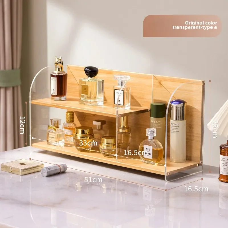 Multi-functional Cosmetics Storage Box Dresser Shelf Skin Care Products Perfume Shelf Desktop Premium Acrylic Storage Shelf Oasis Select transparent A