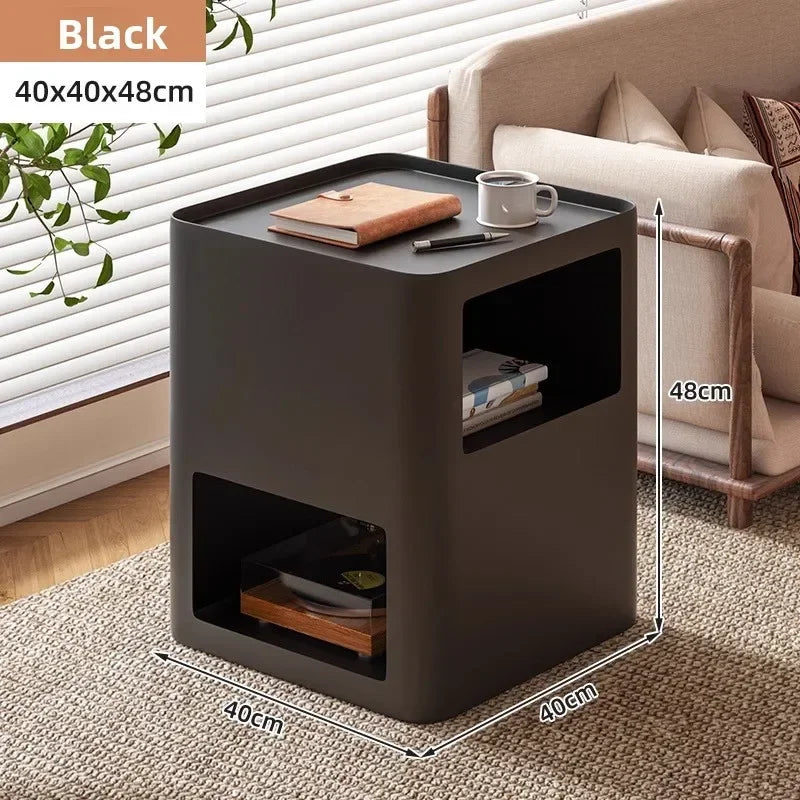 Wrought iron side table removable living room sofa coffee table small table bedroom bedside bedside table sturdy and durable Oasis Select Black 40-48-wl