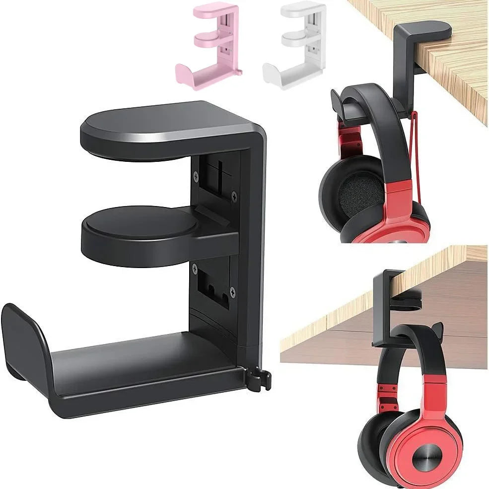 PC Gaming Headphone Stand Headset Hook Holder, Hanger Mount With Adjustable 360° Rotating Arm Clamp, Desk Mount Universal Bag Oasis Select