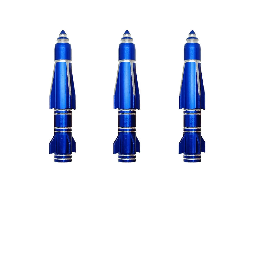 4Pcs 70mm Rocket Valve Caps, Aluminum Alloy Dustproof and Waterproof Tire Valve Stem Caps, for Cars, Trucks and Motorcycles Oasis Select Blue-4Pcs