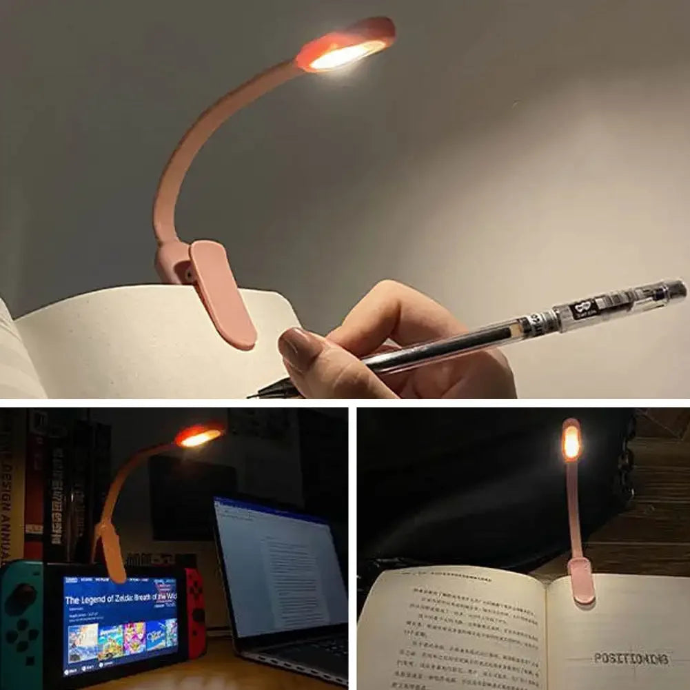 Mini LED Book Night 3 Brightness Adjustable USB Rechargeable Clip-On Study Reading Lamp for Travel Bedroom Dormitory Reading Oasis Select