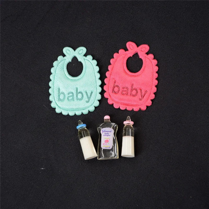 1:12 Dolls House Miniature Baby Bottles Shampoo Bibs Set Nursery Accessory Gift Oasis Select