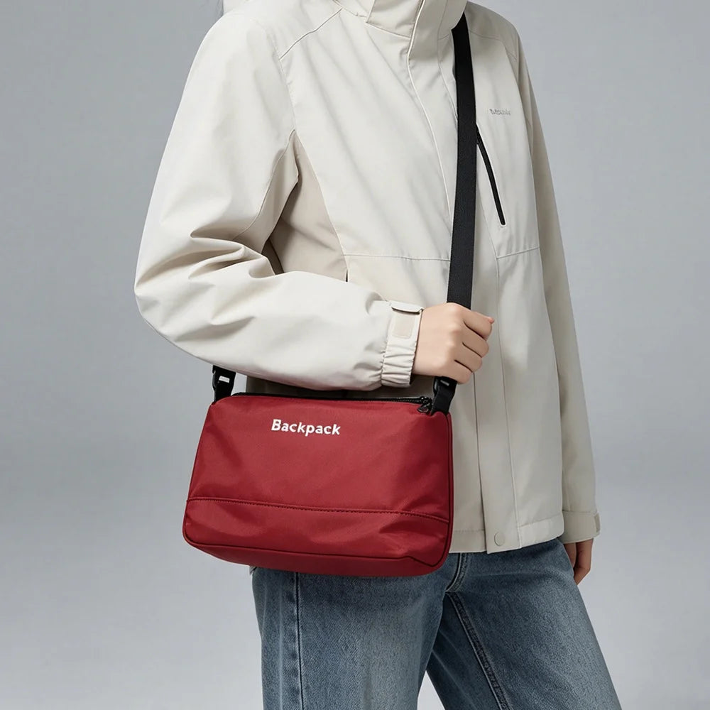 Unisex Waterproof Oxford Cloth Crossbody Bag Minimalist Letter Print Large Capacity Multi-Pocket Casual Sling Shoulder Bag Oasis Select