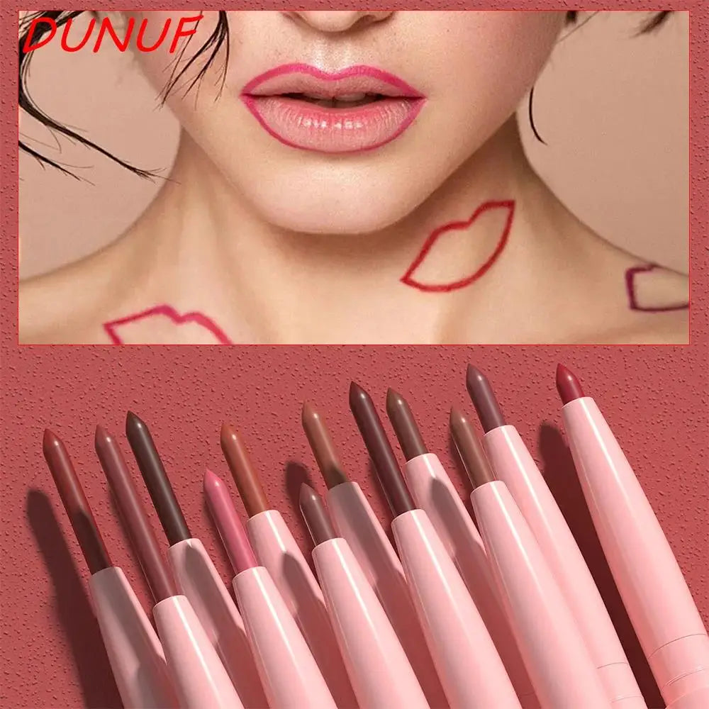 DUNUF 12-Color Matte Lip Liner Set – Waterproof & Long-Lasting