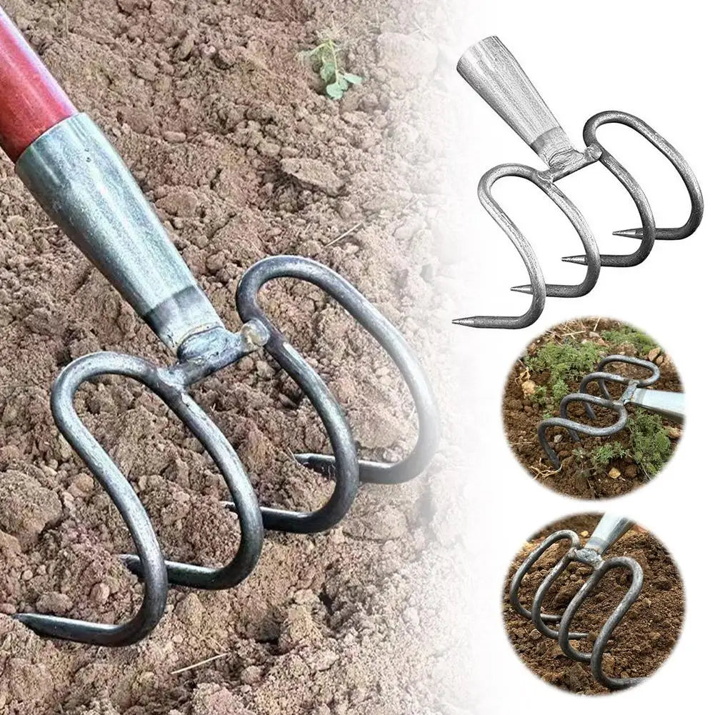 Heavy-Duty Manganese Steel 4-Tine Garden Fork Head | Cultivator