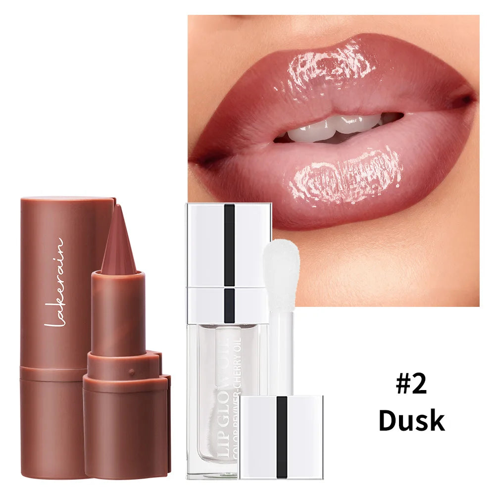 3D Lip Gloss & Liner Set – Hydrating, Long-Lasting Natural Finish