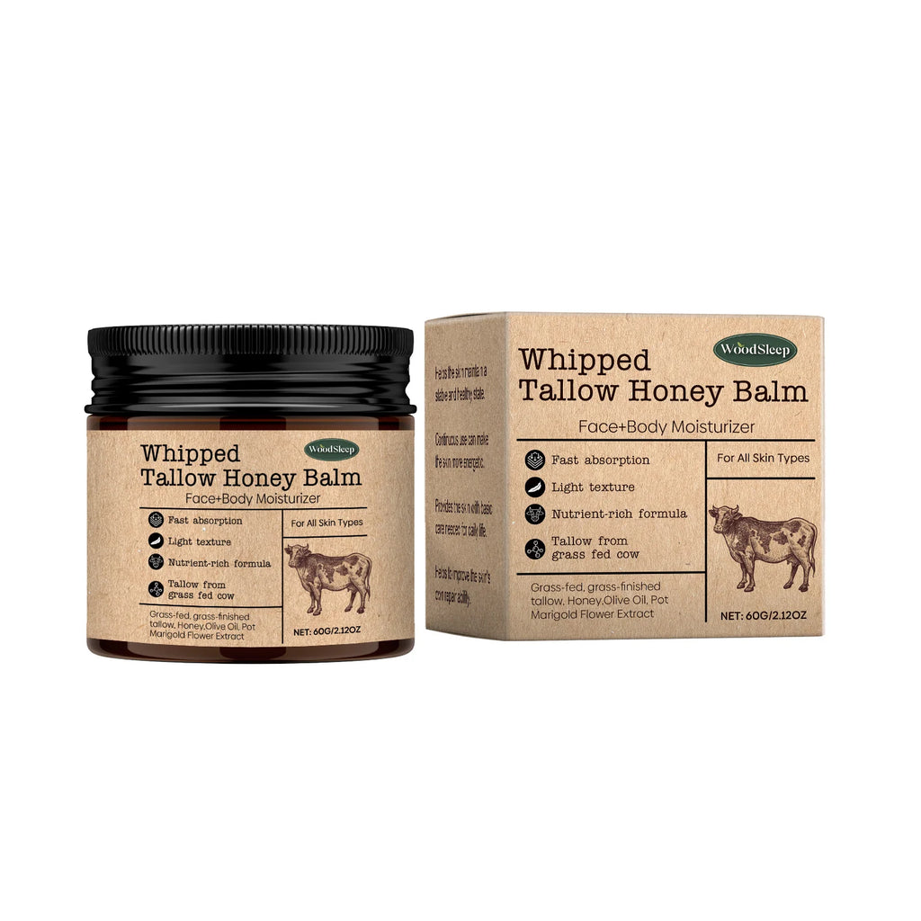 WoodSleep Beef Tallow & Honey Face Body Cream – Deep Moisture Tallow Face Body Cream Oasis Select 60g boxed