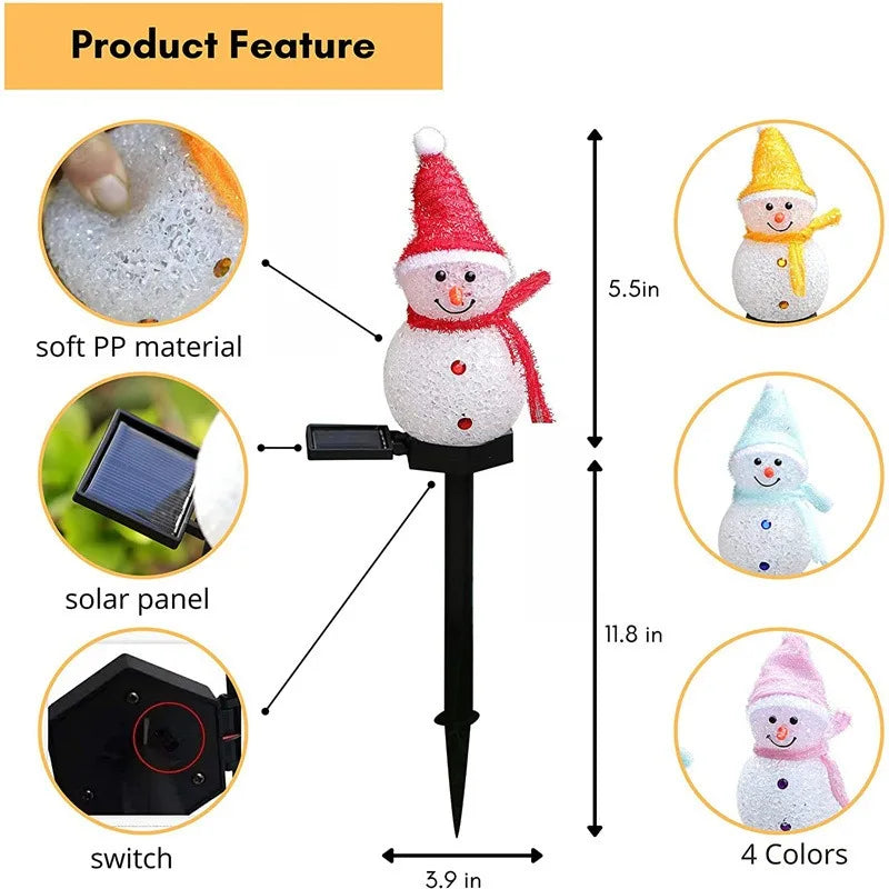 Solar Christmas Snowman Ground Insert Lawn Light, Outdoor Christmas Festival Light, Garden Decoration, Courtyard Landscape Light Oasis Select