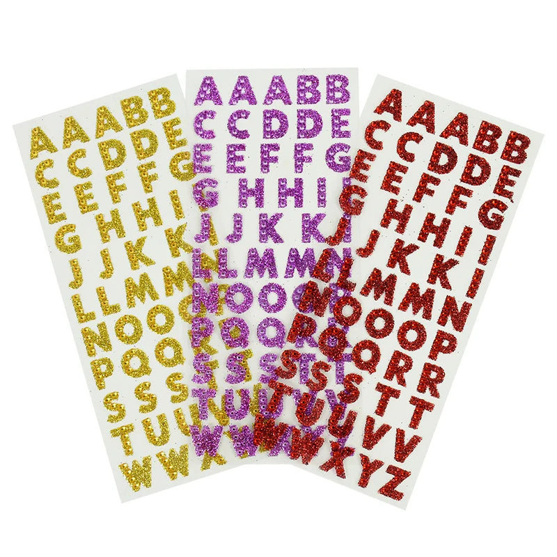 1Pcs Glitter A-Z Alphabet Letters Sticker Scrapbooking Stationery School Supplies Black/Gold/Silver/Red/Blue/Pink/Purple/Green Oasis Select