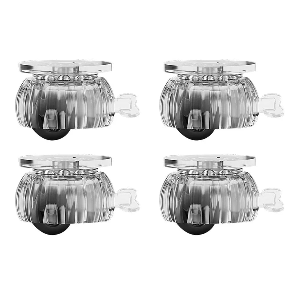4pcs Brake Adhesive Universal Wheel Casters Stainless Steel Beads 360° Rotation Type Furniture Casters Roller Oasis Select 4 Transparent Black