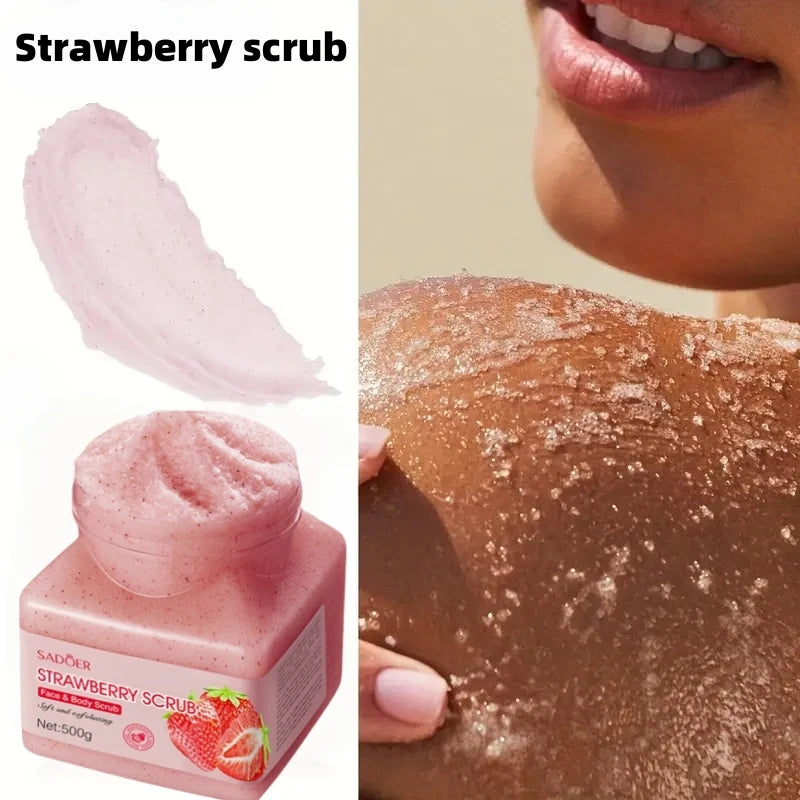 SADOER 500g Strawberry Exfoliating Scrub – Hypoallergenic Exfoliating Body Scrub Oasis Select