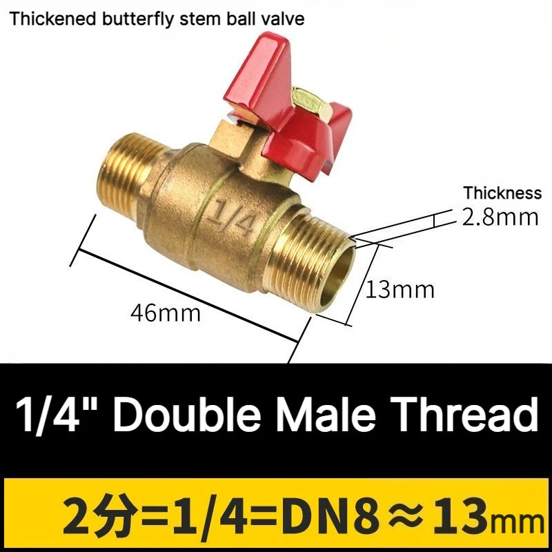 1/4" 3/8" 1/2" 3/4" Female To Female Thread Two Way Brass with Butterfly Handle Shut Off Ball Valve for Fuel Gas Water Oil Air Oasis Select 1l4 Double Male