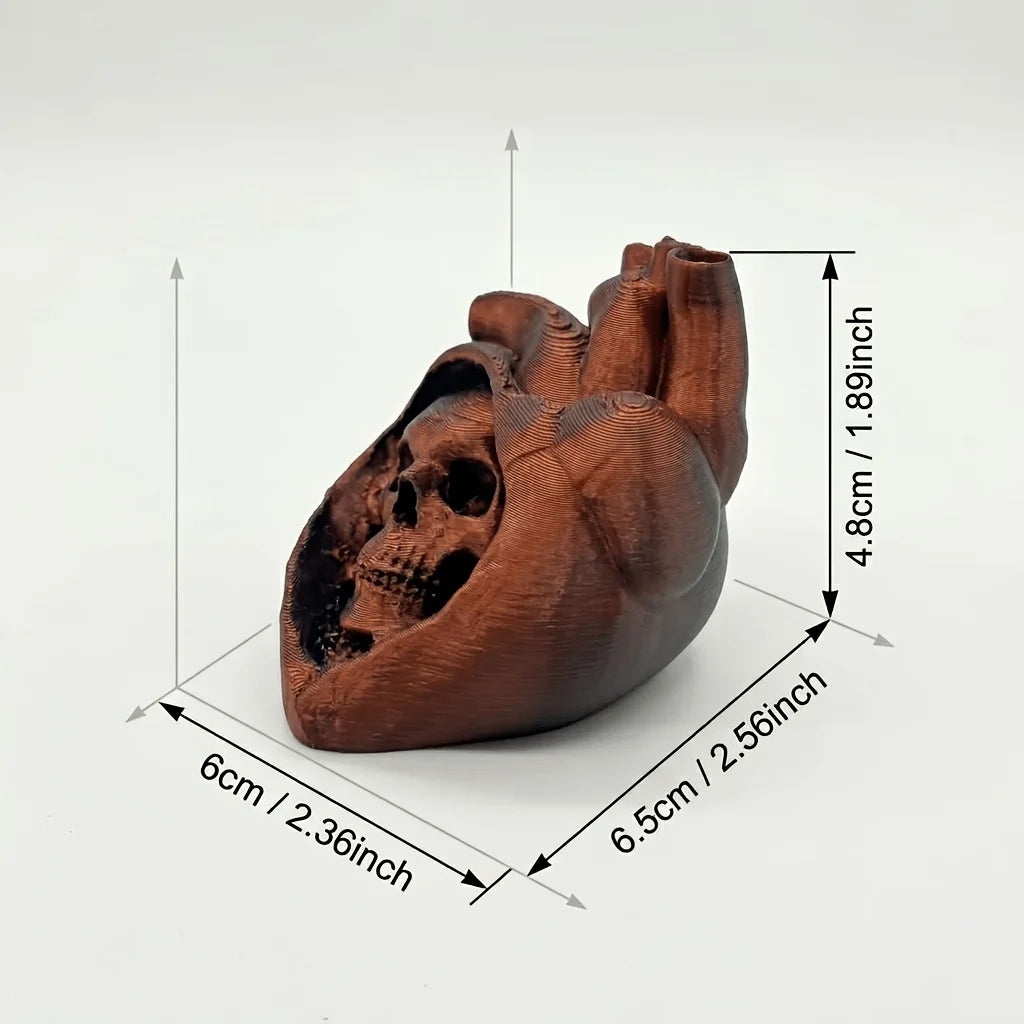 3D Printed Gothic Skull Heart Aquarium Decor Horror Statue Fish Tank Ornaments with Anatomical Design Aquarium Accessories Gifts Oasis Select
