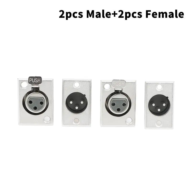 4Pcs 3-Pin XLR Panel Mount Connectors 2 Male + 2 Female Jack Socket Wall Plate Durable Studio Equipment Plug Sockets Oasis Select Default Title