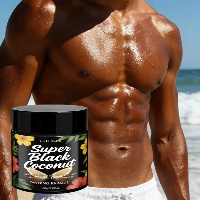 YUITIKUE Super Black Coconut Tanning Cream - Ultra Rich Bronzing Formula, Natural Tropical Glow, Long-Lasting Tan 80g Oasis Select