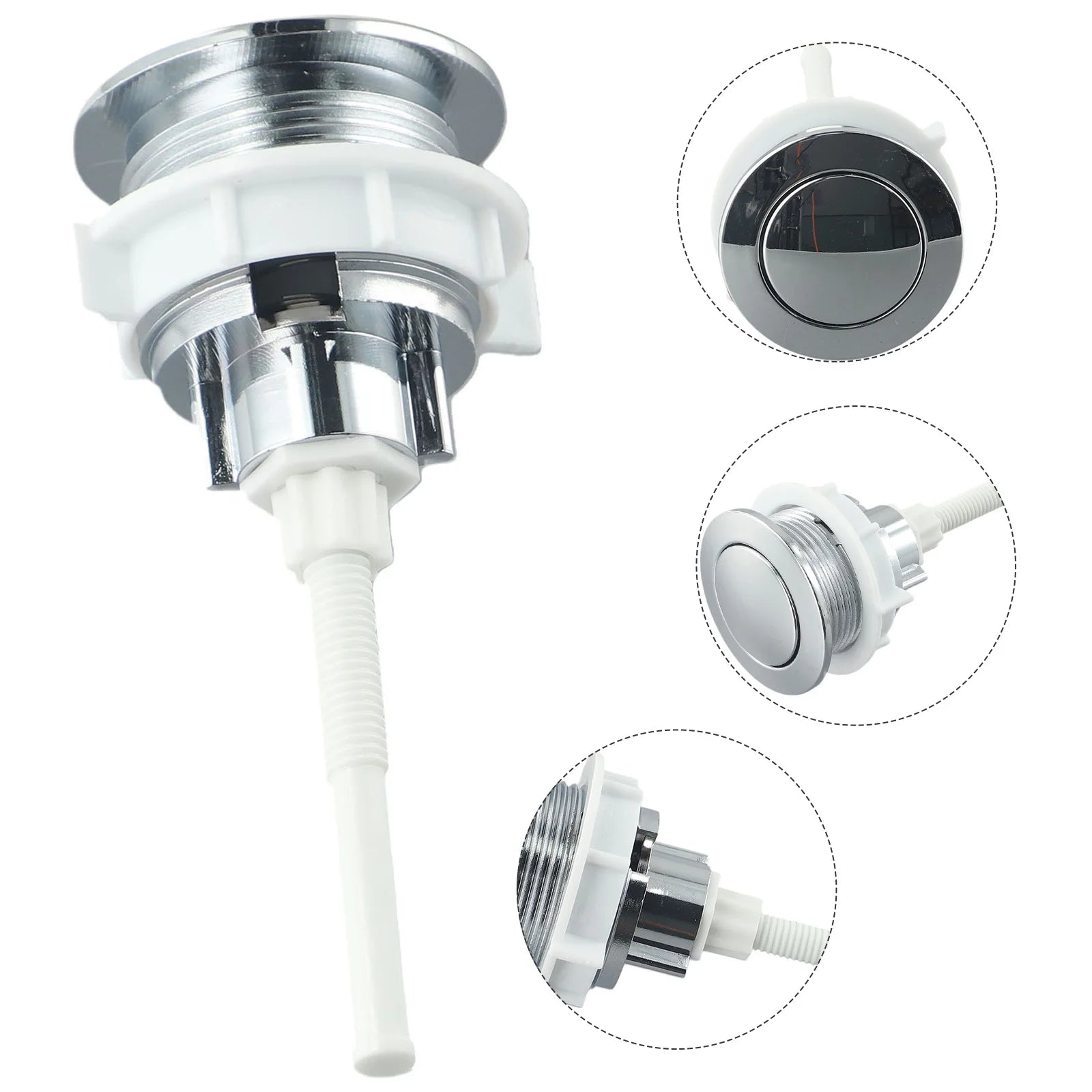 Push Button Toilet Tank Button Bathrooms 1 Piece ABS Plastic Corrosion-resistant Rust-proof Single Button Sliver Oasis Select