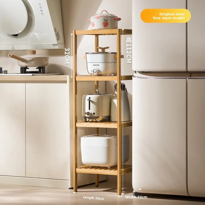 Bedroom shelf wooden frame multi-layer living room floor bathroom storage kitchen storage rack Nanzhu simple succulent frame Oasis Select Primary four layers