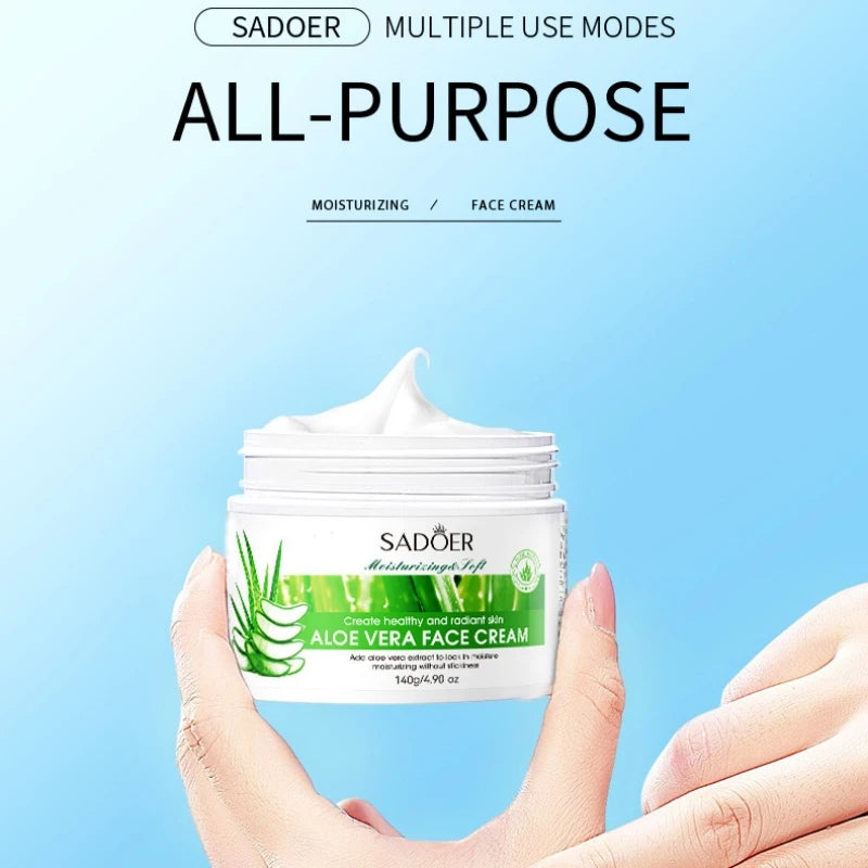 SADOER Aloe Vera Moisturizing Cream 140g – Glycerin, Non-Greasy Moisturizing Face Cream Oasis Select