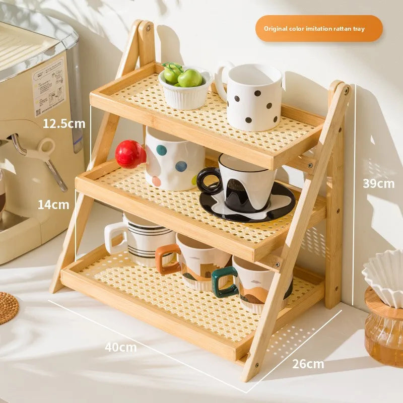 Foldable Shelf Desktop Small Hand-brewed Coffee Corner Arranger Bar Table Coffee Cup Storage Display Rack Oasis Select Primary ST 40cm