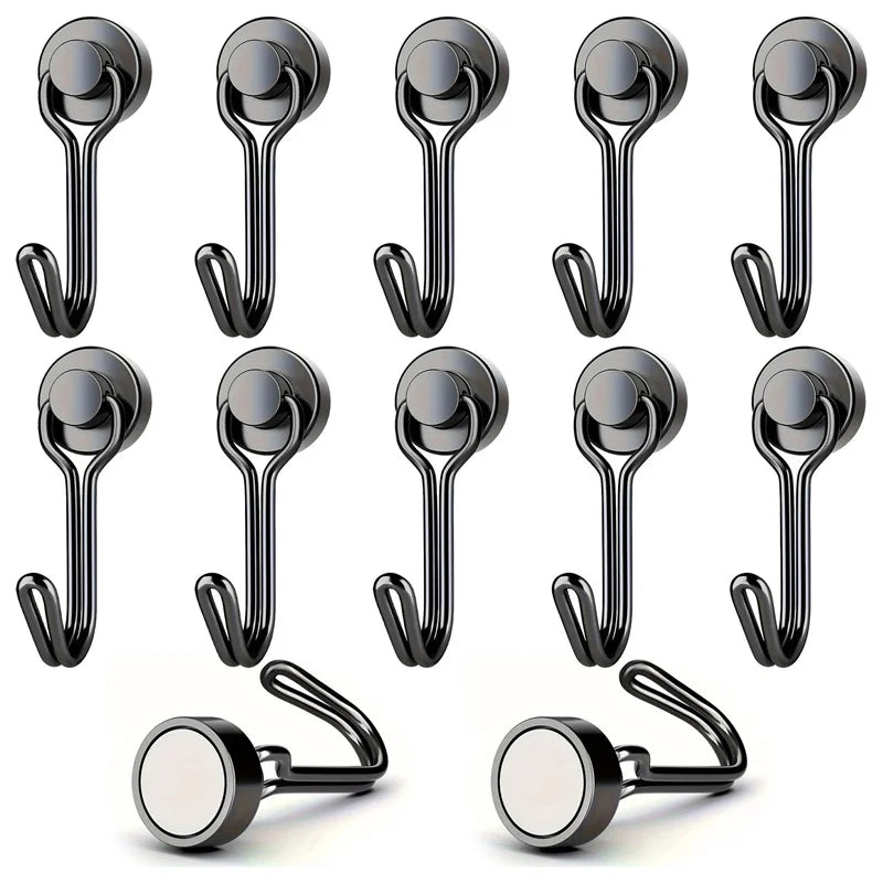 3/6/12/20Pcs Black Magnetic Hooks Cruis Heavy Duty Magnetic Hangers, Extra Strong Magnets with Hook for Hanging, Resistant Base Oasis Select 12pcs-D16-hei