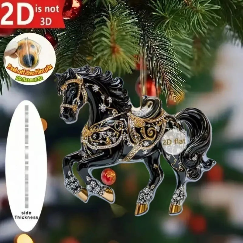 Golden Acrylic Horse Keychain Pendant – Car & Bag Charm Gift