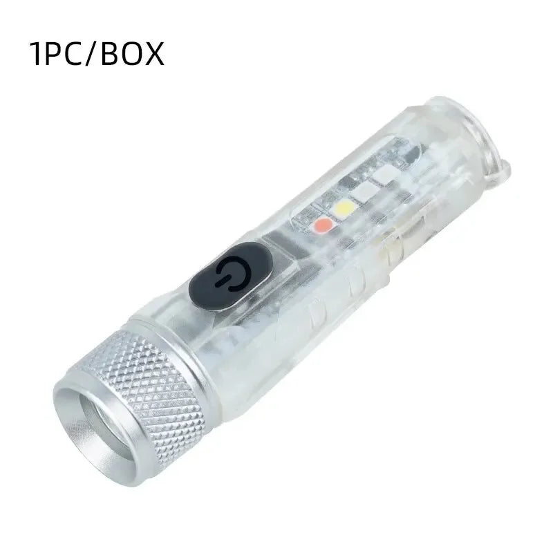 Mini LED Flashlight Type-C Waterproof Light Multi-Mode Flashlight Fluorescent Shell Clip Warning Lights Magnetic Key Chain Light Oasis Select XA819