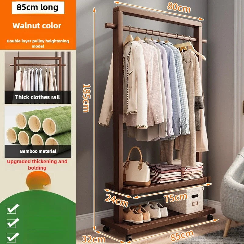 Multi-functional Hanging hanger Floor-to-ceiling bedroom Simple hanger Removable coat rack sturdy and durable Oasis Select Walnut N