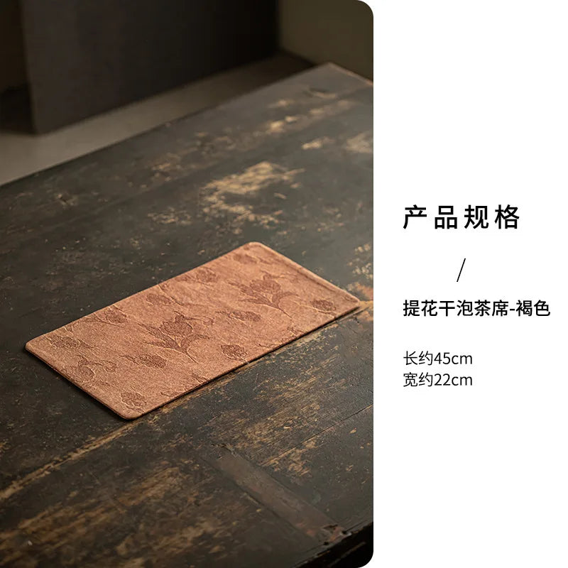 Jacquard Dry Tea Mat Waterproof Tea Mat Kung Fu Tea Set Accessories Fabric Heat-resistant Tea Table Mat Chinese Zen Table Oasis Select Dry Tea Mat - Brown