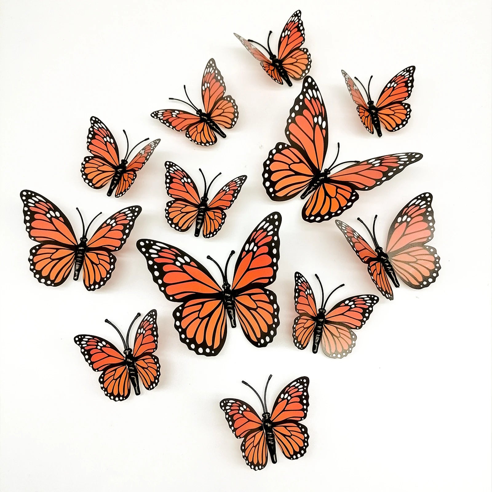 12-Pack 3D Butterfly Wall Stickers – Orange & Black Decals 3D Wall Stickers Oasis Select BLACK One Size