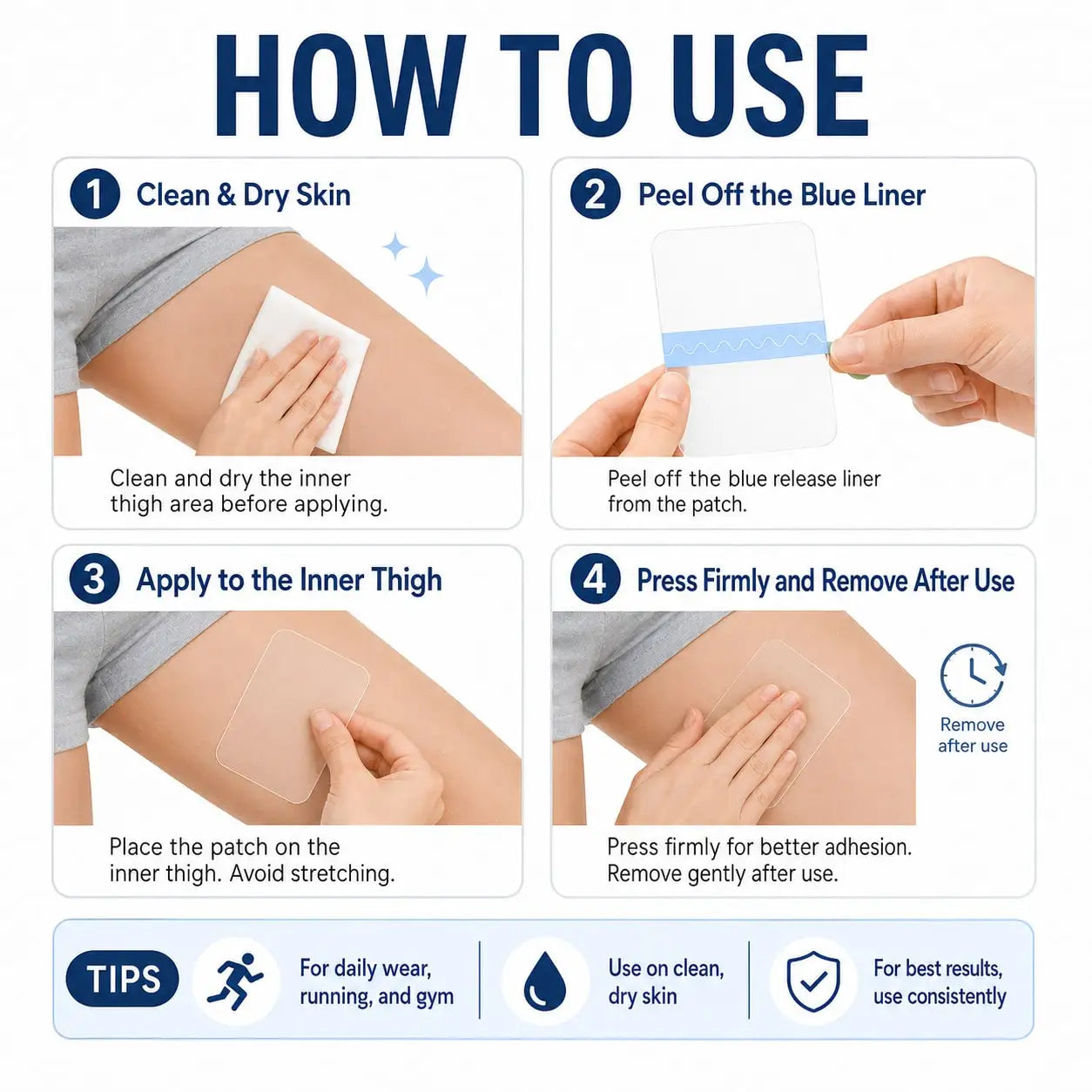 10Pcs Invisible Anti-Chafing Thigh Patches, unisex clear thigh guards, soft leg protection strips for daily wear, running & fitn Oasis Select