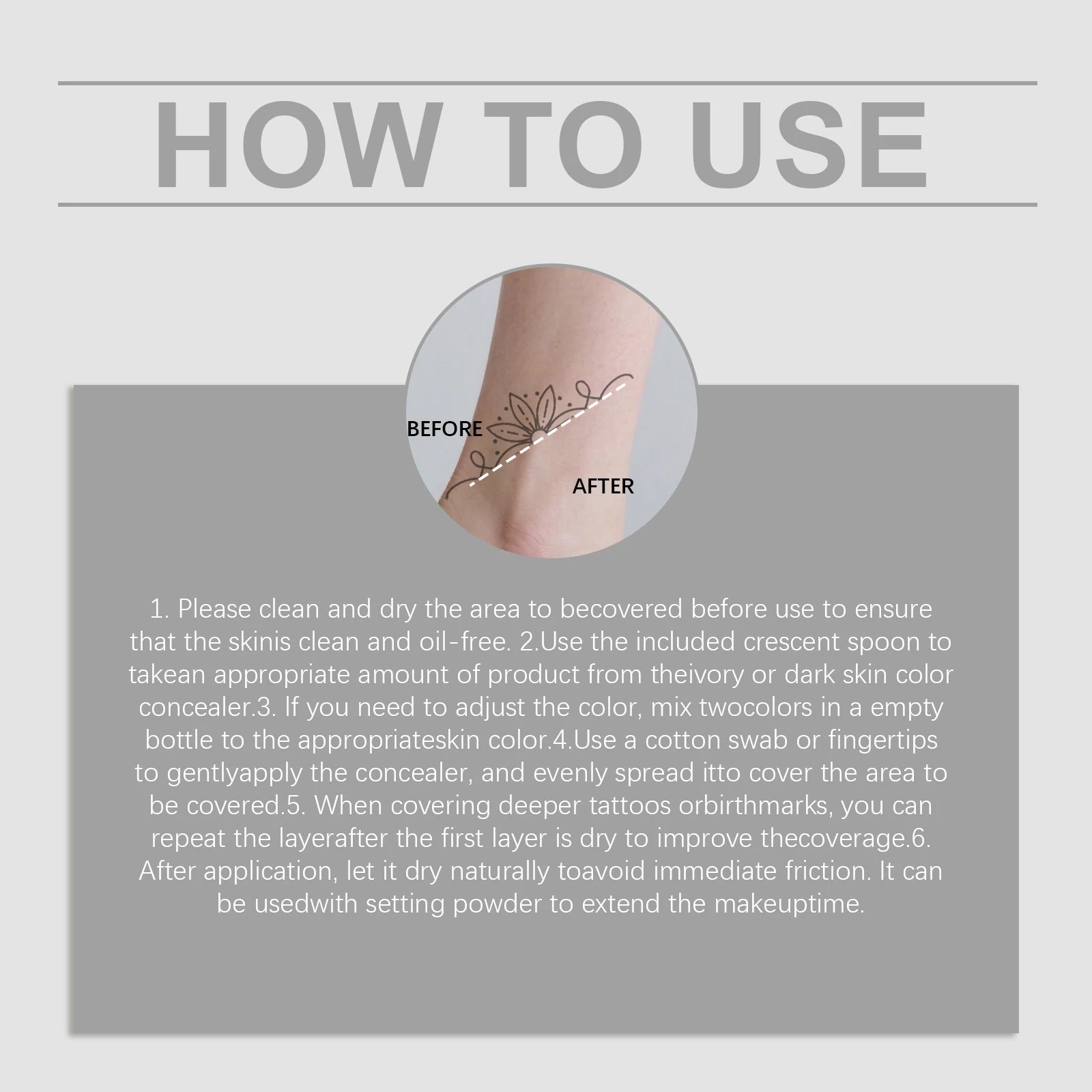 Tattoo Concealer Kit – Full Coverage Body Makeup, All Skin Types Body Tattoo Concealer Oasis Select