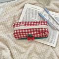 Knitted Plaid Student Stationery Pencil Case Multifunctional Storage Cosmetic Bag Portable Stationery Box Oasis Select makeup bag