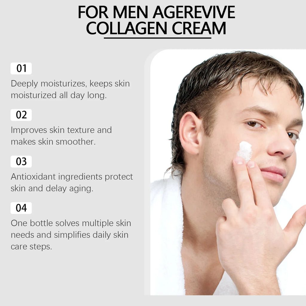 Men's Hyaluronic Acid Facial Cream Hydrating Tightening Brightening Collagen Tender Skin Non-Greasy Day/Night Care Moisturizer Oasis Select