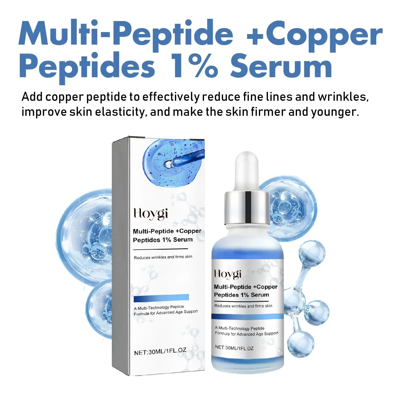Blue Copper Peptide Serum Firming Fade Fine Lines Shrink Pores Skin Care Rejuvenation Smooth Brightening Spot Moisturizing Serum Oasis Select