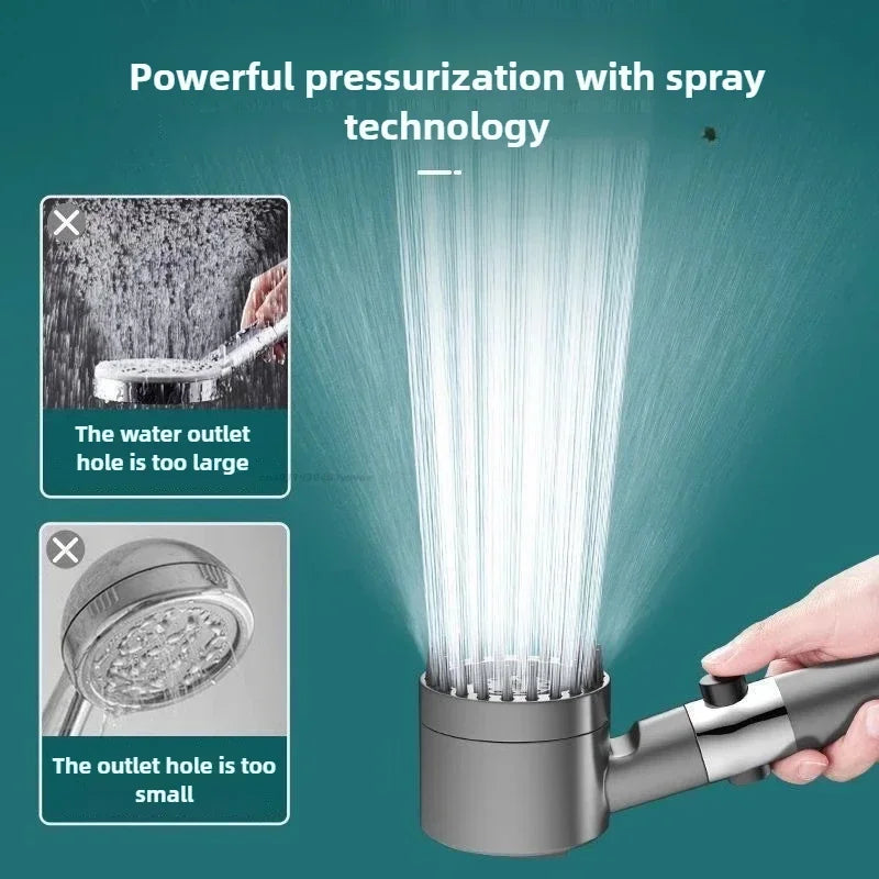 2026 New Turbocharged Filter Shower Head 3 Modes High Pressurized Handheld Shower with Massage Brush One Click on/Off Switch Oasis Select