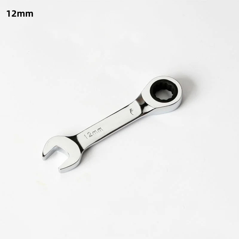 1Pcs 6-19mm 72 Tooth Short Handle Ratchet Socket Wrench CRV Quick Open Reversible Combination Stubby Spanner Auto Repair Tools Oasis Select 12mm