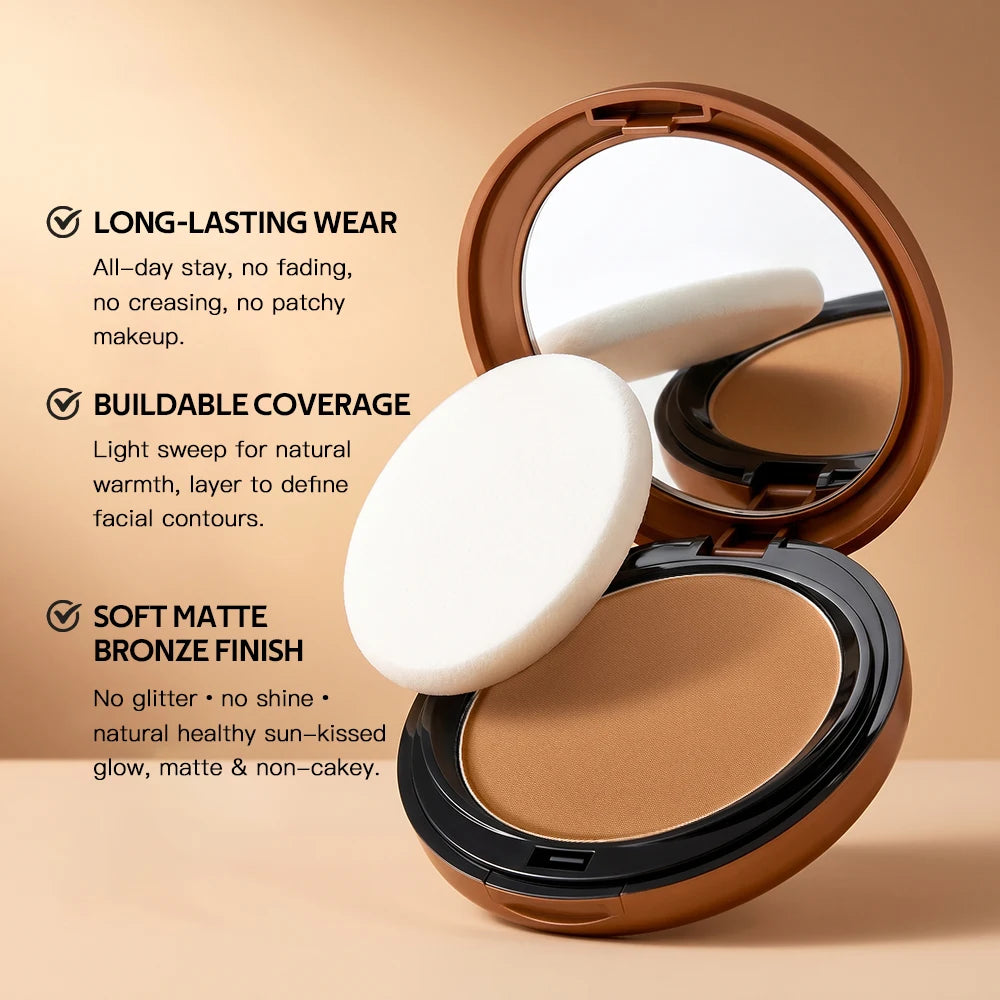 Matte Bronze Pressed Powder Long-Wear Oil Control Define Facial Contour Setting Powder Soft Matte Bronze Finish Korean Makeup Oasis Select