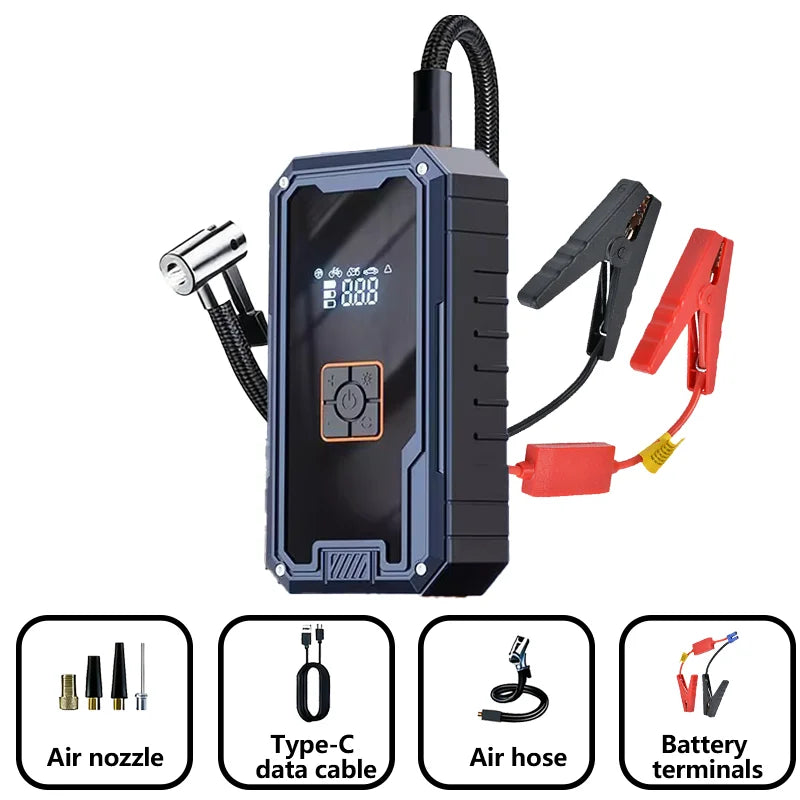 3000A Car Jump Starter 12V Battery Booster 99800mAh Power Bank 150PSI Air Compressor Portable Emergency Starter with LED Light Oasis Select 3000A battery-1pcs