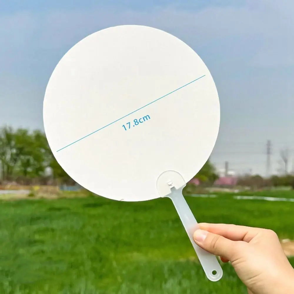 Multi-functional Plastic Transparent Fan Handheld Unfinished Graffiti Fans Thicken Round Blank Painting Fans Children Oasis Select White-style B
